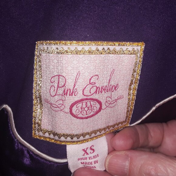 Ladies Pink Envelope, XS soft heavy purple coat w/satin liner, double button up, - Picture 8 of 9